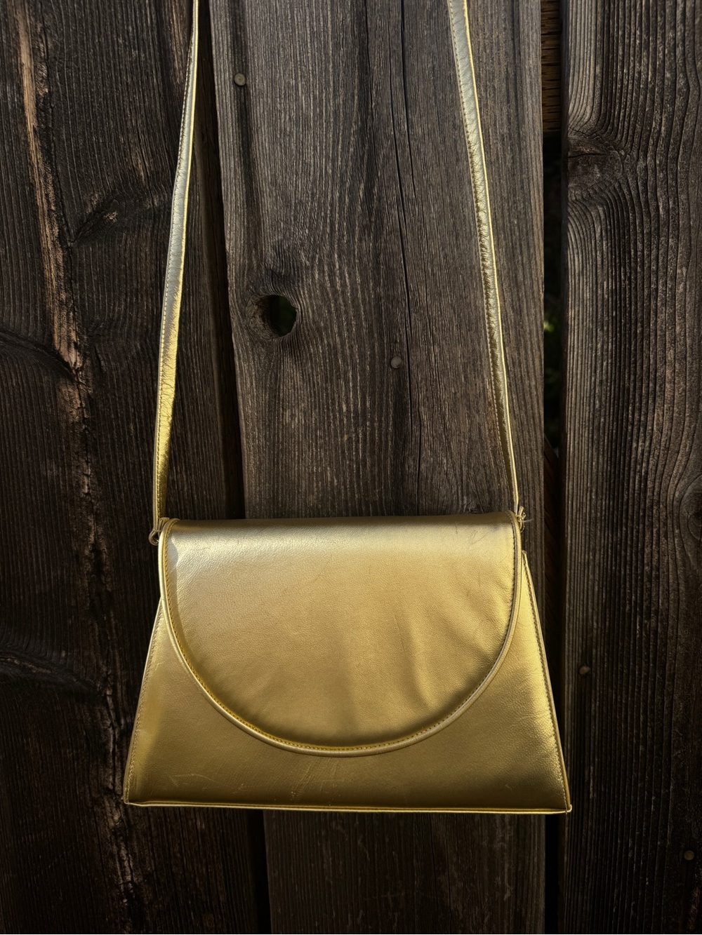 Vintage Gold Metallic Crossbody Evening Bag